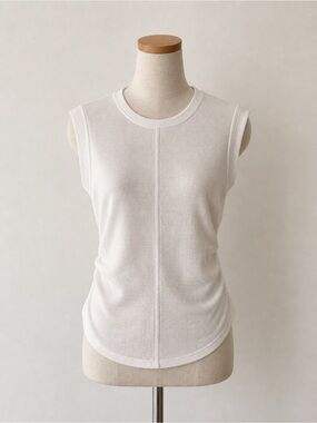 Harlow White Waffle Side Cinch Tank